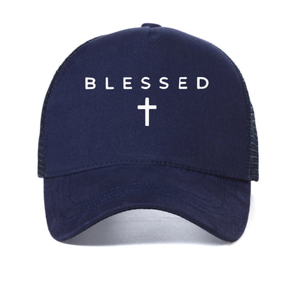 Blessed Cross Geometric Pattern Mesh Baseball Cap