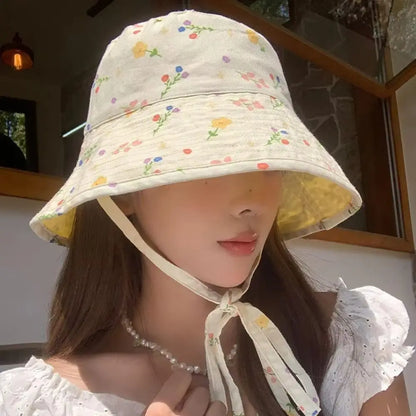 Floral Print Reversible Summer Bucket Hat