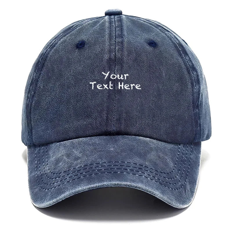 Custom Text Vintage Washed Cotton Baseball Cap