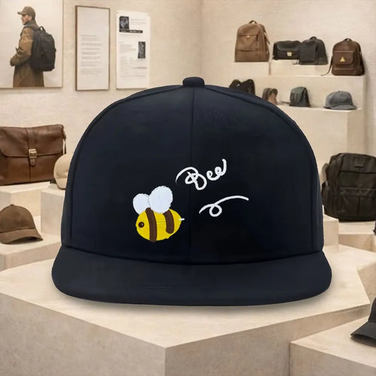 Bee Graphic Streetwear Flat Brim Snapback Cap