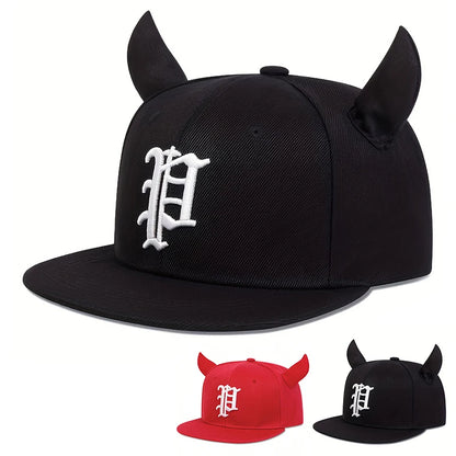 Unisex Personality P Letter Embroidery Ox Horn Hip-hop Hats