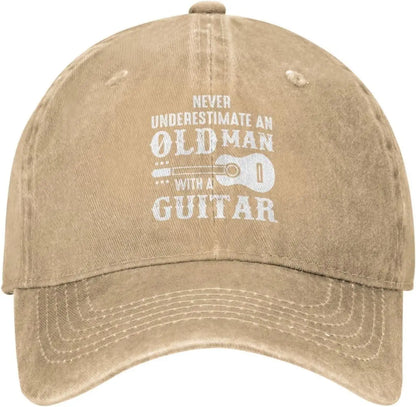 Never Underestimate Old Man With Guitar Baseball Cap