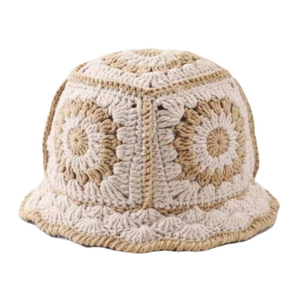 Casual Knitted Flower Hollow Fisherman Bucket Hat