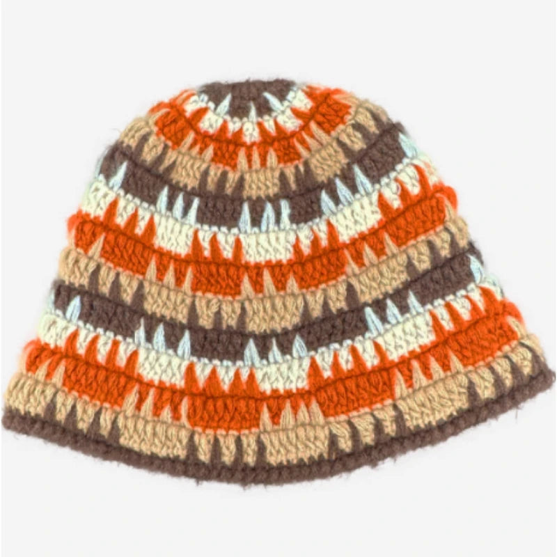 Hand Crochet Color Block Bucket Hat