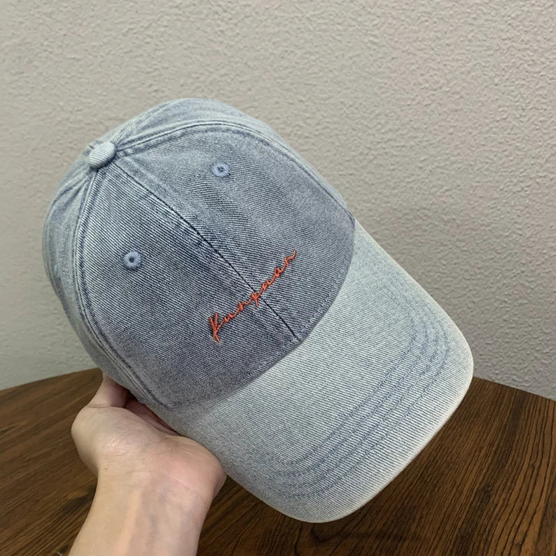 Denim Letter Embroidered Baseball Cap