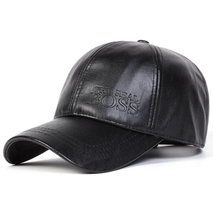 Unisex THE REAL BOSS Imprint PU Leather Baseball Cap