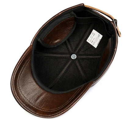 Genuine Leather Winter Baseball Cap
