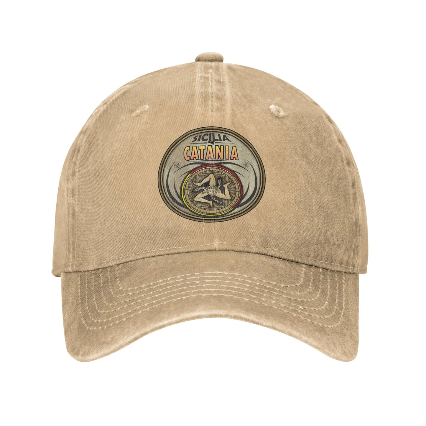 Catania Sicily Trinacria Symbol Denim Baseball Cap