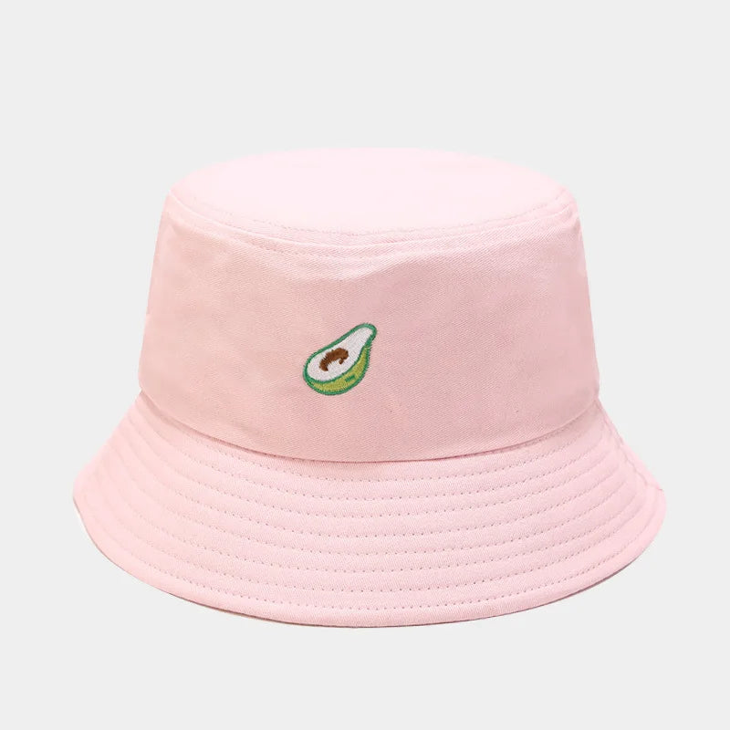 Cartoon Fruit Embroidered Cotton Bucket Hat