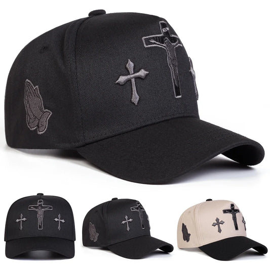 Unisex Cross Embroidery Casual Outdoor Baseball Cap