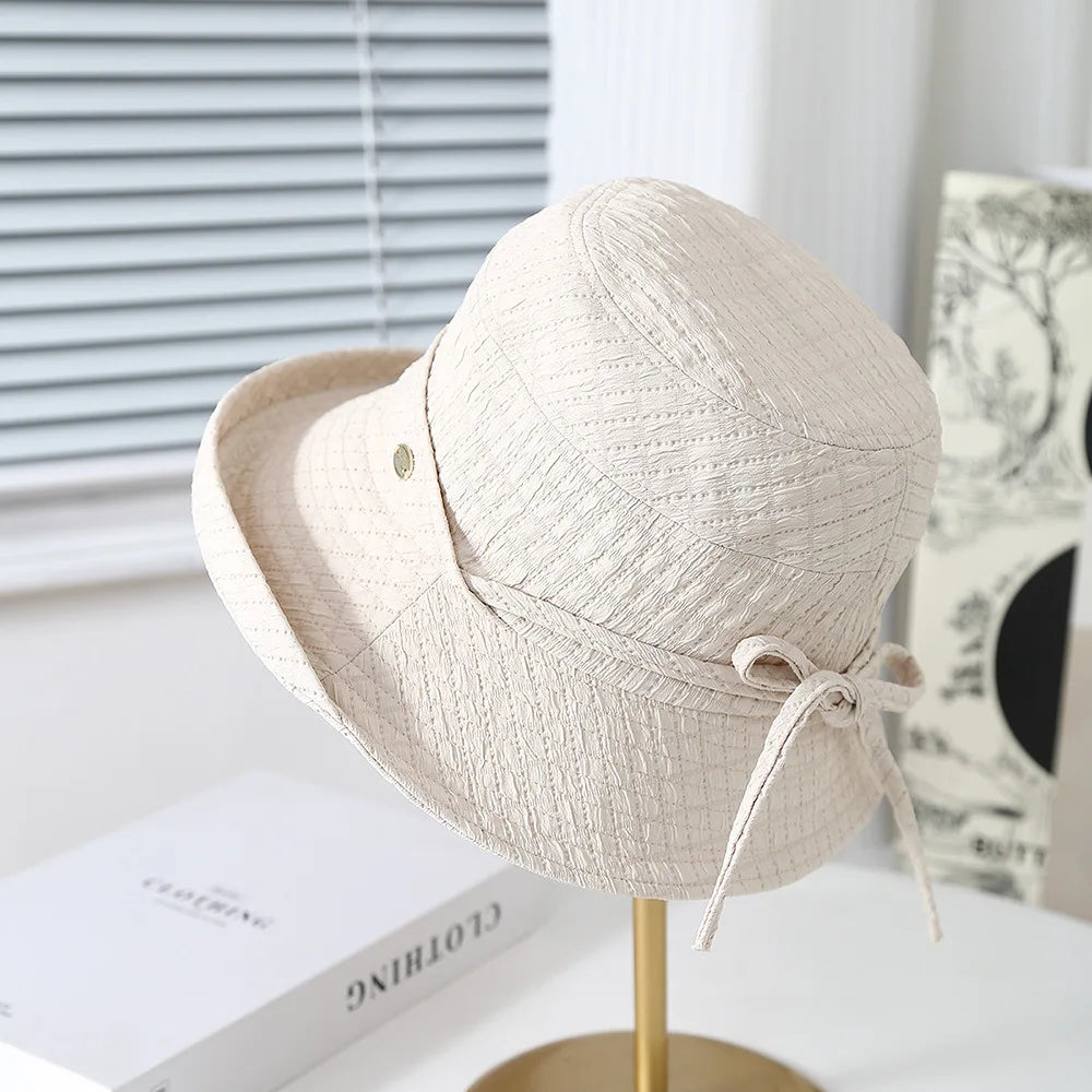 Women’s Elegant Bow Foldable Bucket Hat