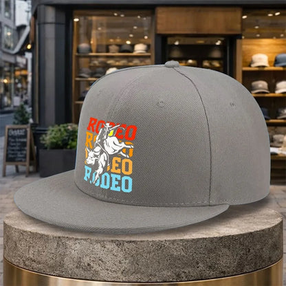 Rodeo Bull Riding Streetwear Flat Brim Snapback Cap