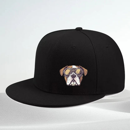 Boxer Dog Pilot Goggles Snapback Cap