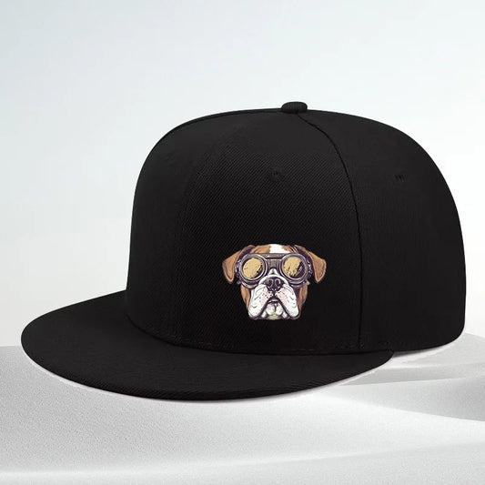 Boxer Dog Pilot Goggles Snapback Cap