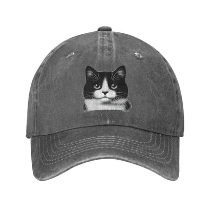 Black White Cat Washed Y2K Trucker Baseball Cap