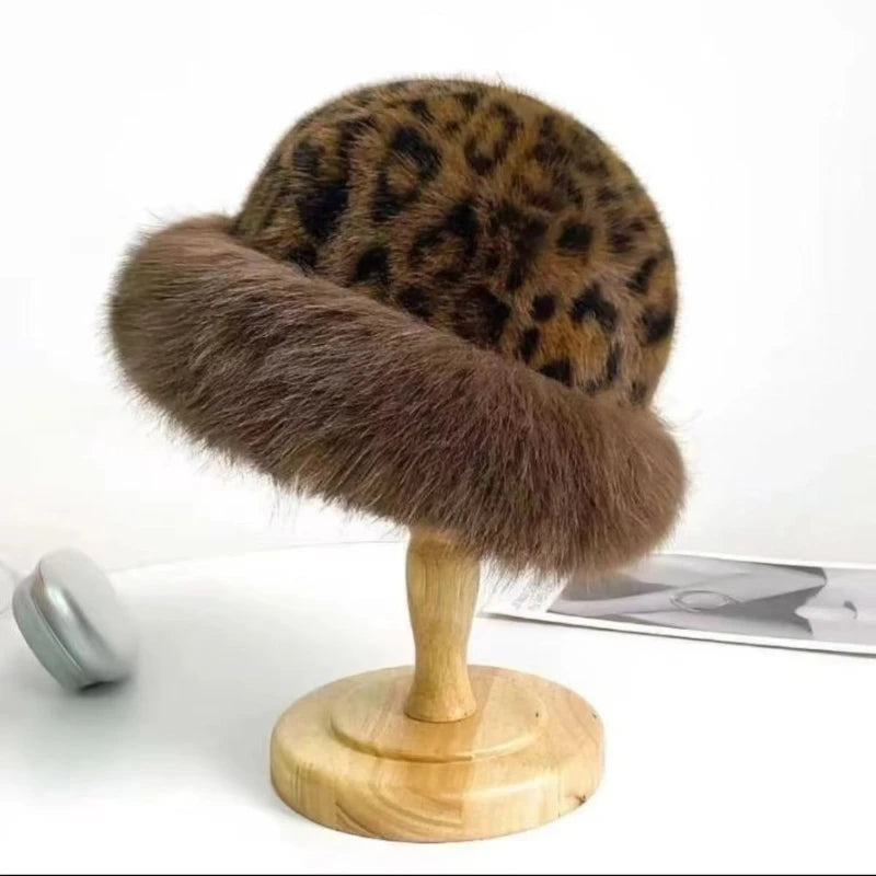 Leopard Print Warm Winter Bucket Hat