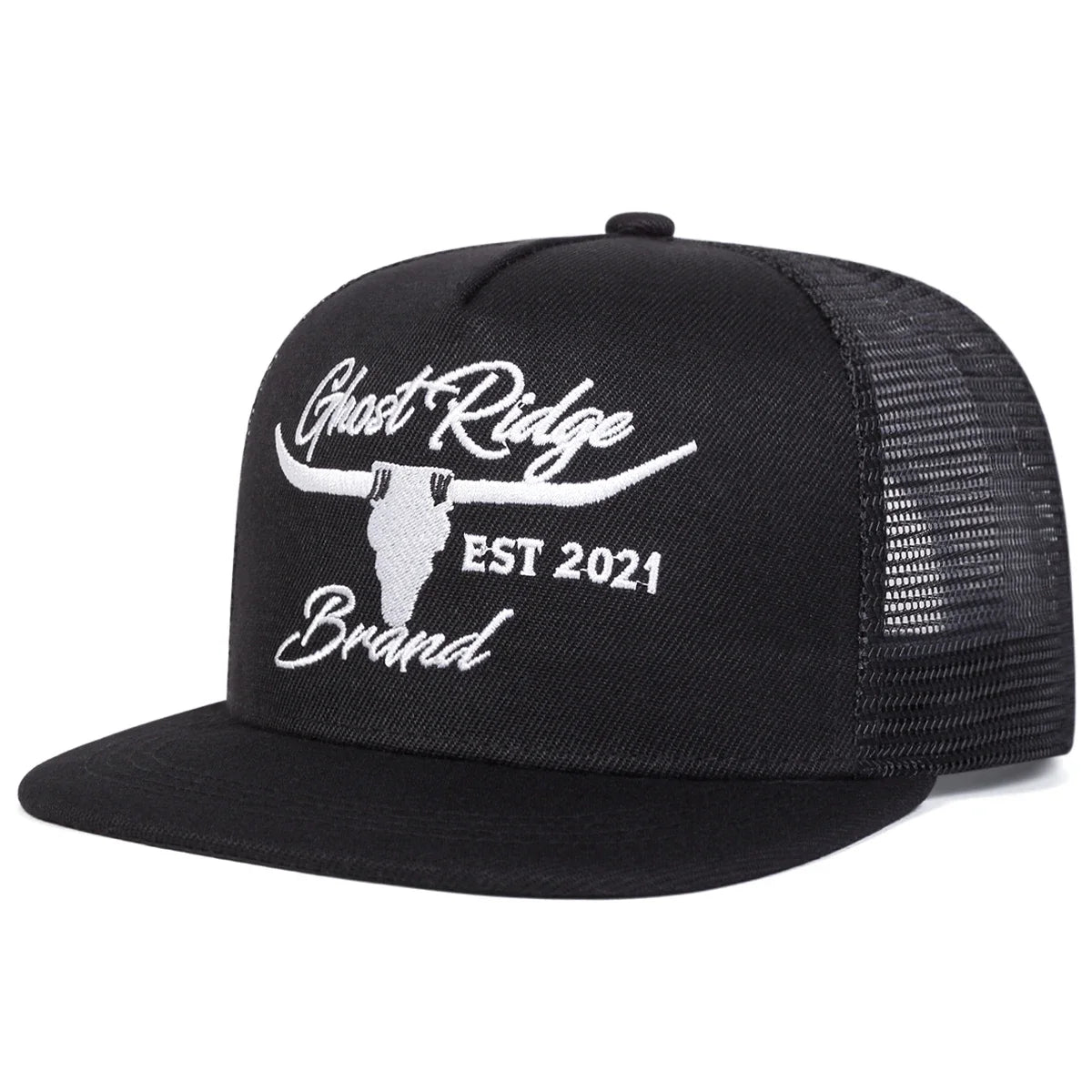 Bullhead Letter Embroidery Mesh Snapback Cap