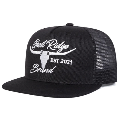 Bullhead Letter Embroidery Mesh Snapback Cap