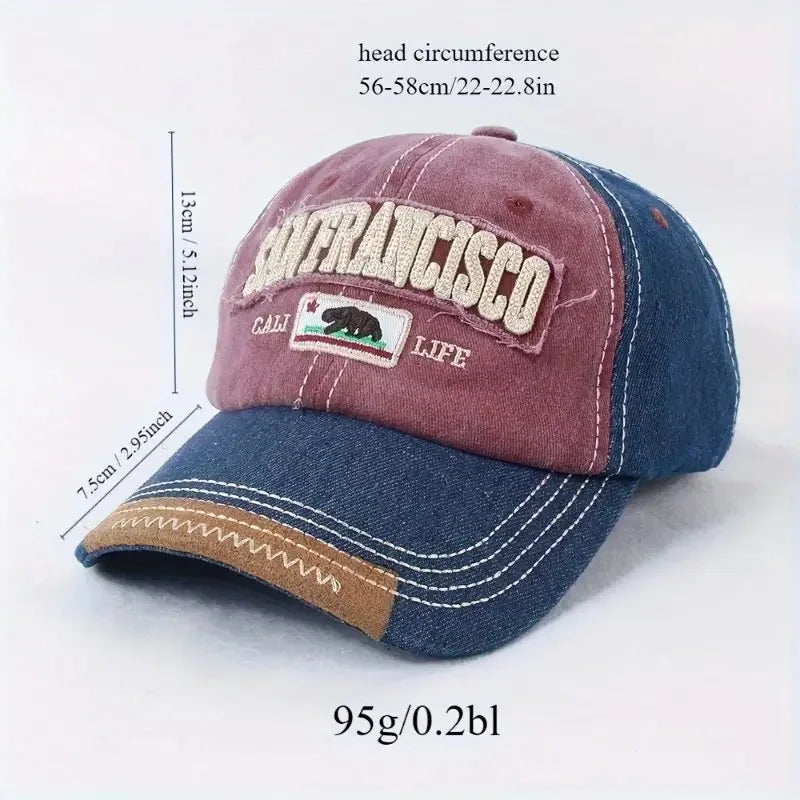 Trendy Distressed Cotton Embroidered Adjustable Baseball Cap