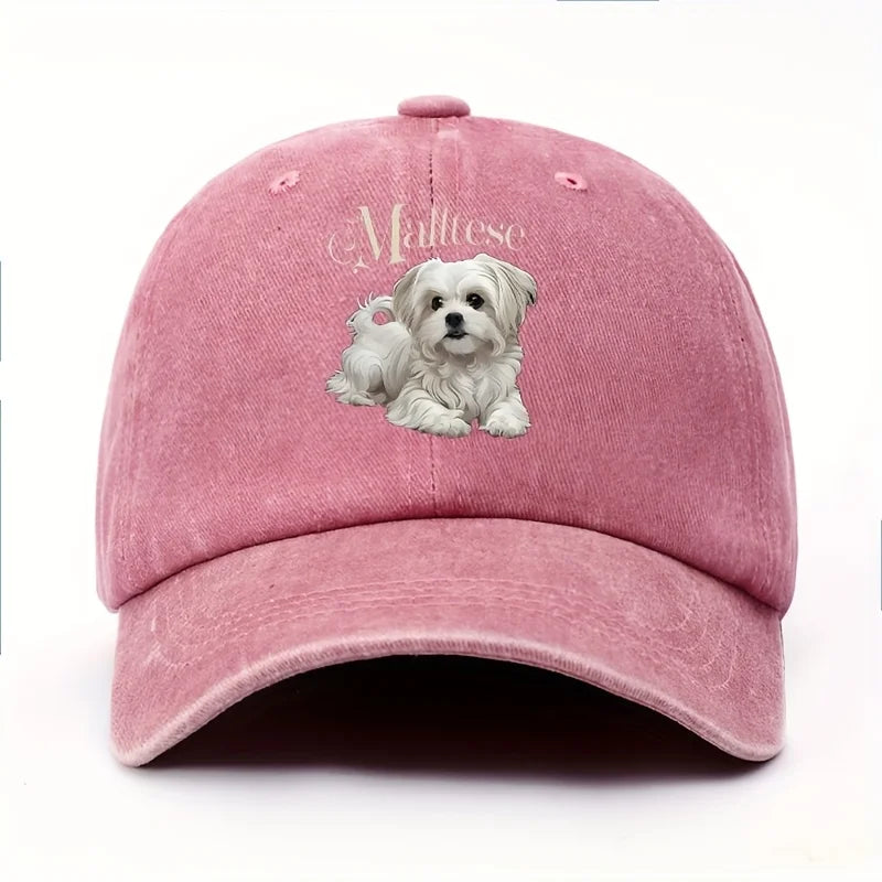 Maltese Dog Print Baseball Cap