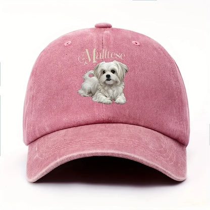 Maltese Dog Print Baseball Cap