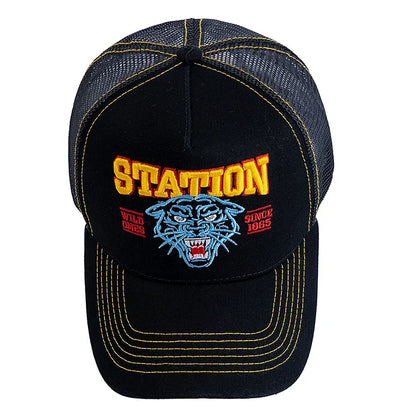 Tiger Head Embroidered Mesh Baseball Cap