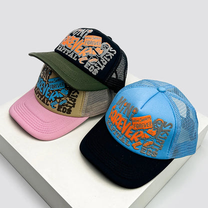 American Graffiti Letter Colorblock Trucker Baseball Cap