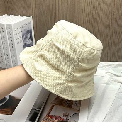 Korean Corduroy Warm Elastic Bucket Hat With Back Slit