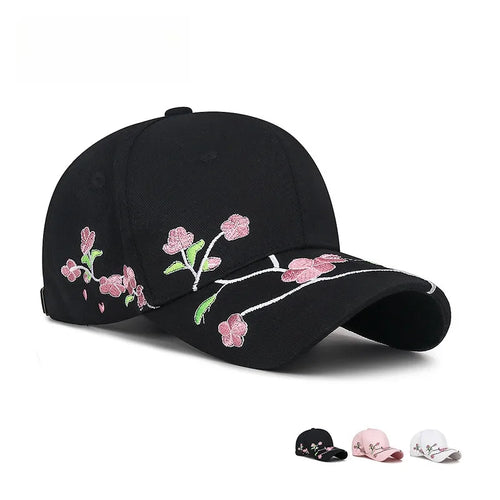 Women’s Floral Embroidery Adjustable Baseball Cap