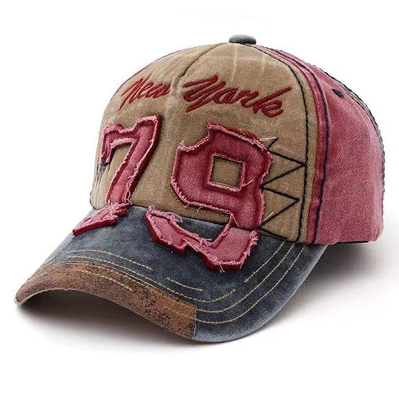 Letter Embroidered Washed Cotton Adjustable Baseball Hat