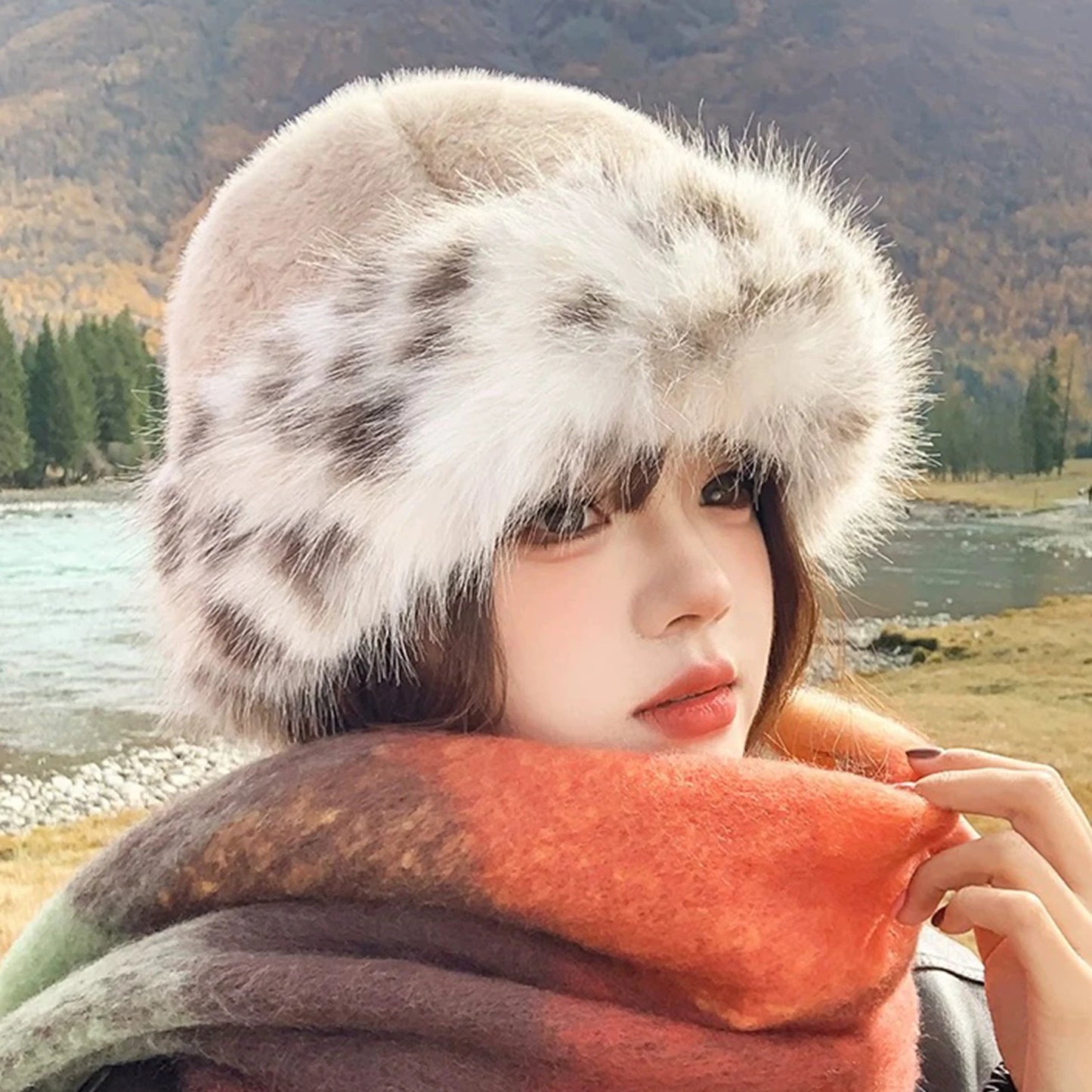 Mongolian Plush Fur Winter Bucket Hat