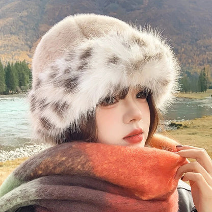 Mongolian Plush Fur Winter Bucket Hat