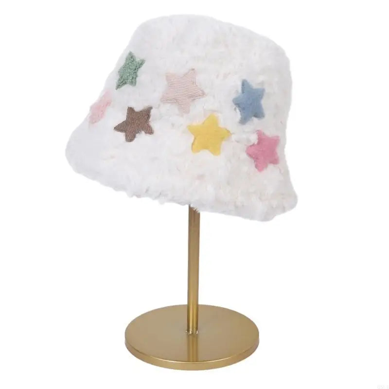 Womens Winter Star Warm Plush Bucket Hat
