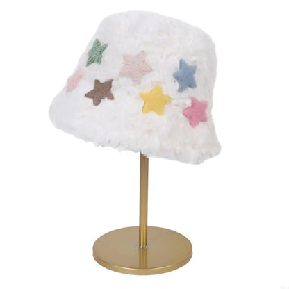 Womens Winter Star Warm Plush Bucket Hat