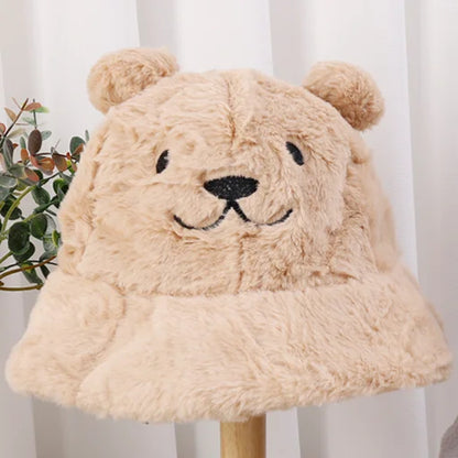 Cute Bear Plush Winter Bucket Hat