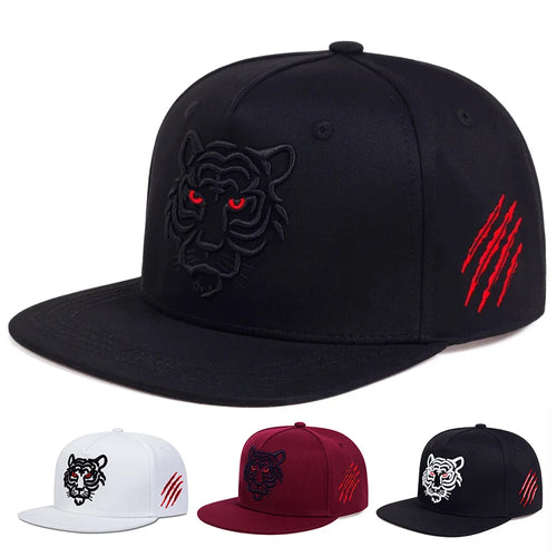 Tiger Embroidery Unisex Streetwear Snapback Cap