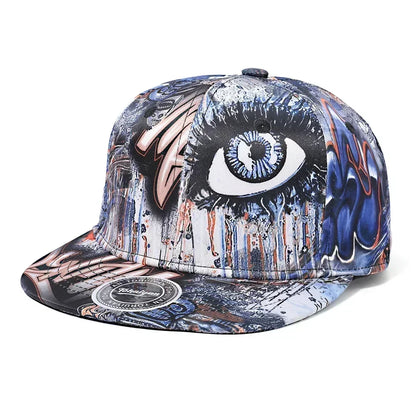 Graffiti Printed Flat Visor Snapback Hat