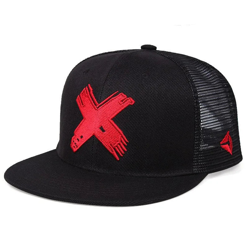 Mesh X Letter 3D Embroidered Snapback Cap