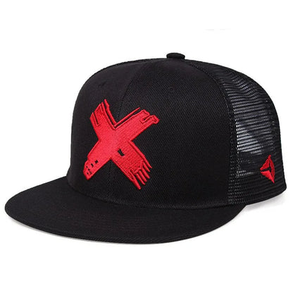 Mesh X Letter 3D Embroidered Snapback Cap