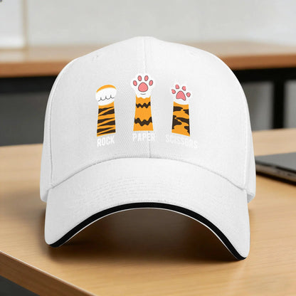 Cute Cat Paw Rock Paper Scissors Y2K Trucker Baseball Cap