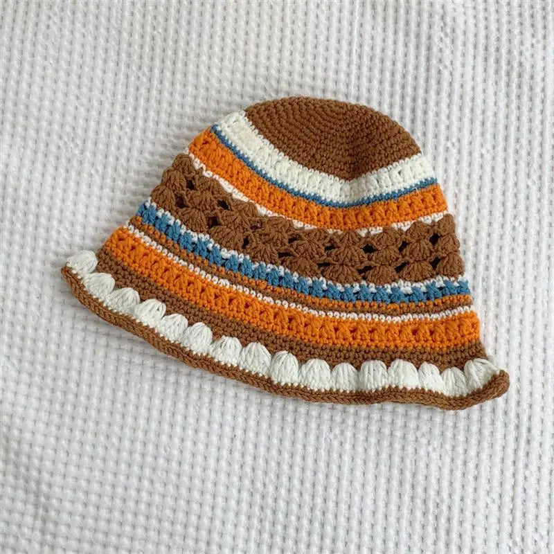 Handmade Striped Breathable Knit Bucket Hat