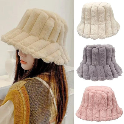 Winter Faux Fur Panama Bucket Hat