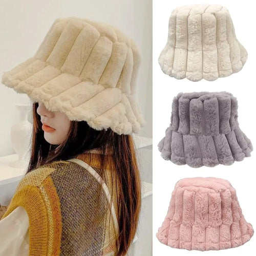 Winter Faux Fur Panama Bucket Hat