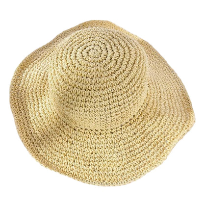 Japanese Korean Straw Woven Summer Bucket Hat
