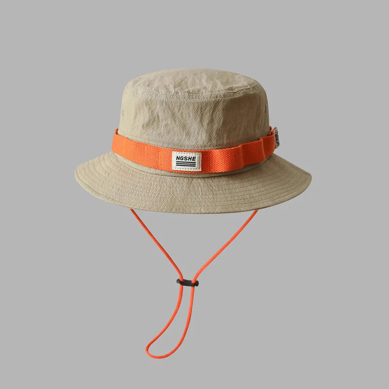 Japanese Color Block Wide Brim Bucket Hat
