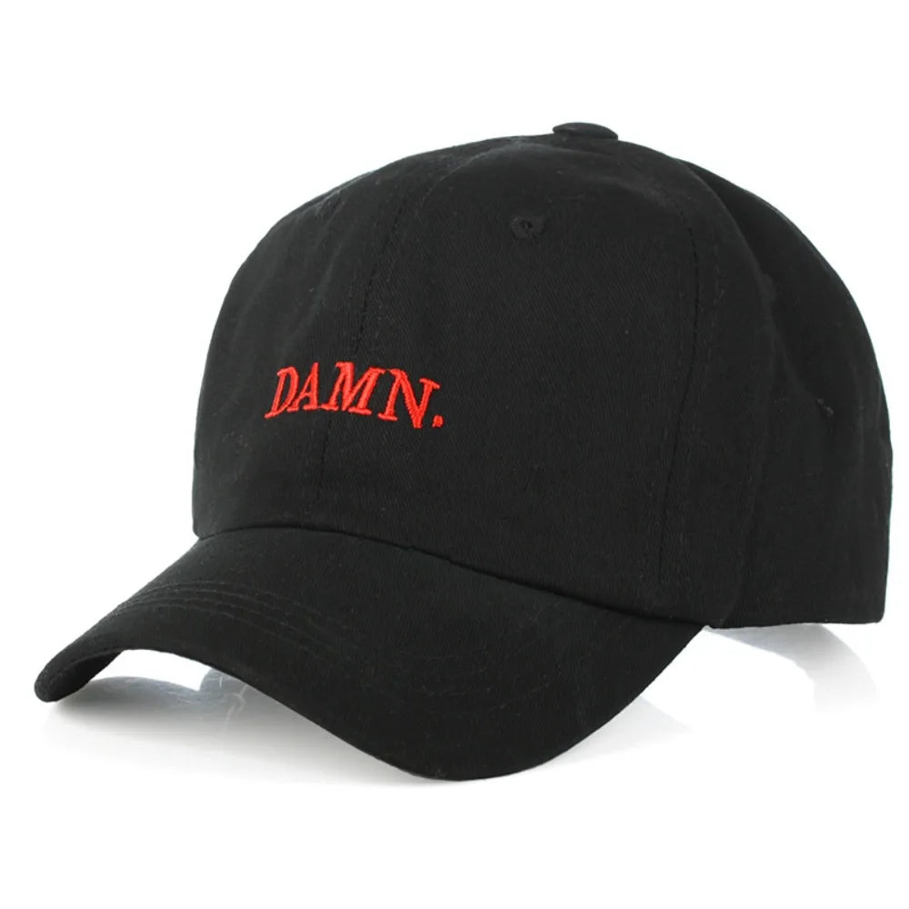 DAMN Letter Embroidery Distressed Washed Baseball Cap