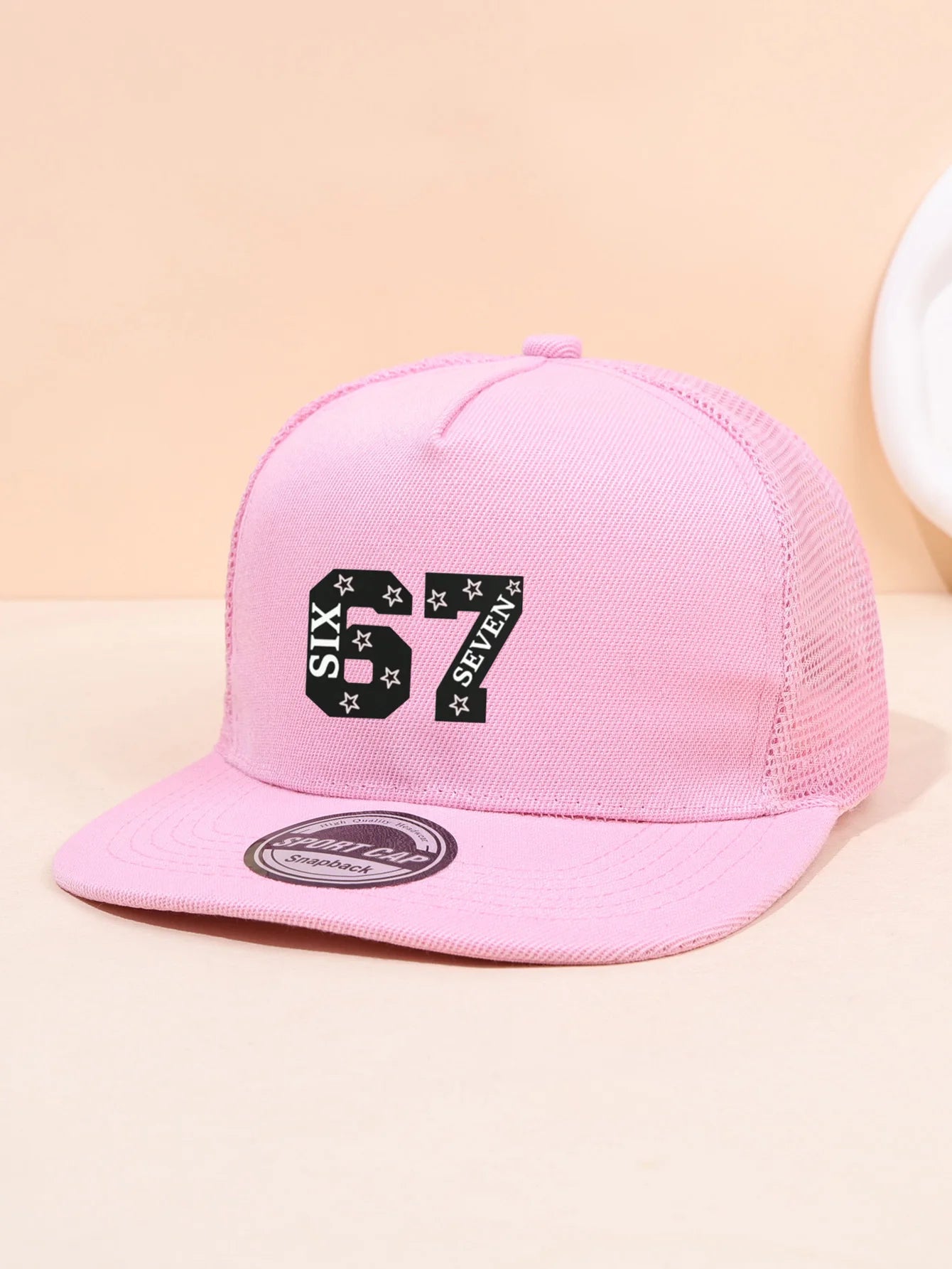 67 Star Embroidered Mesh Snapback Cap