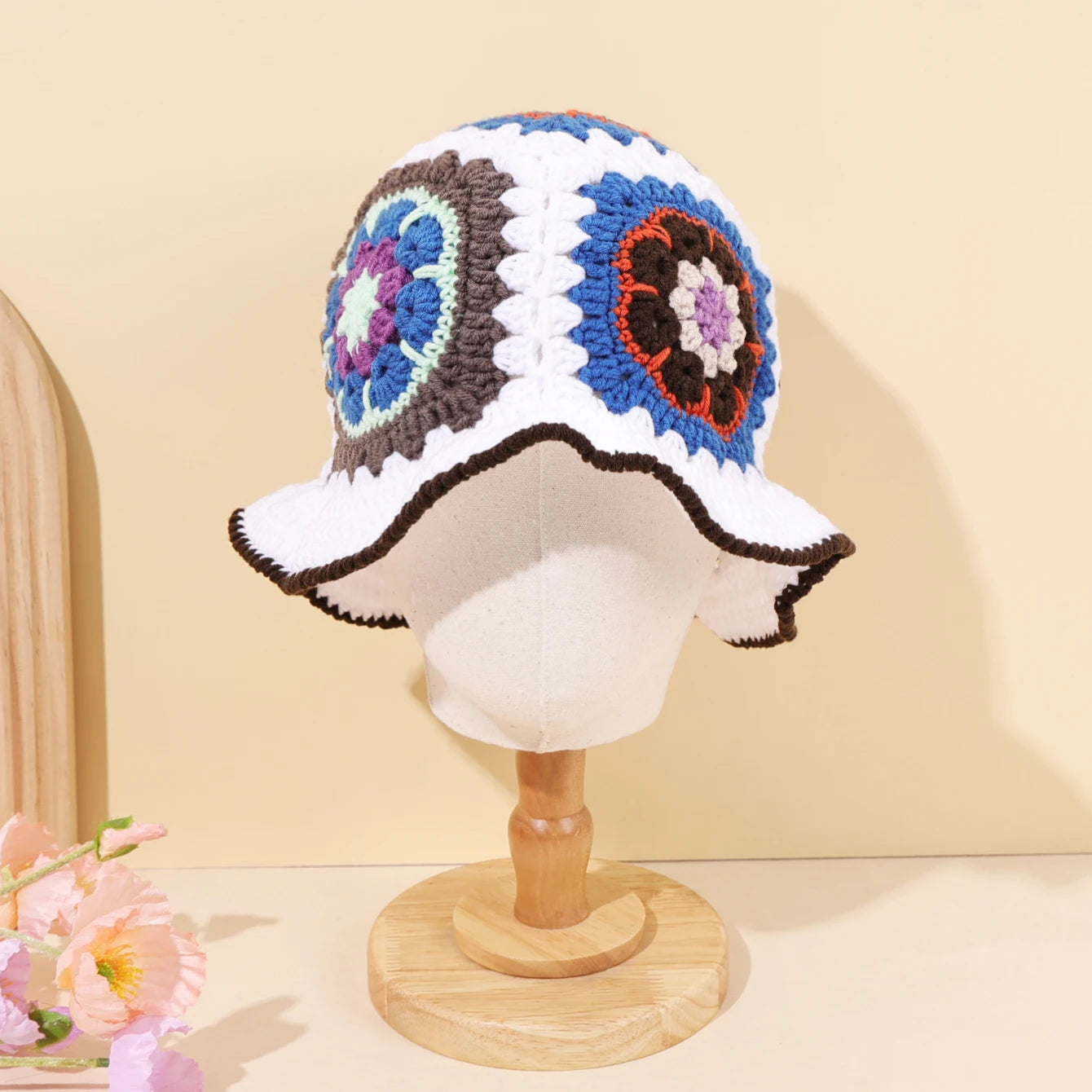 Hand Woven Colorful Flower Bucket Hat