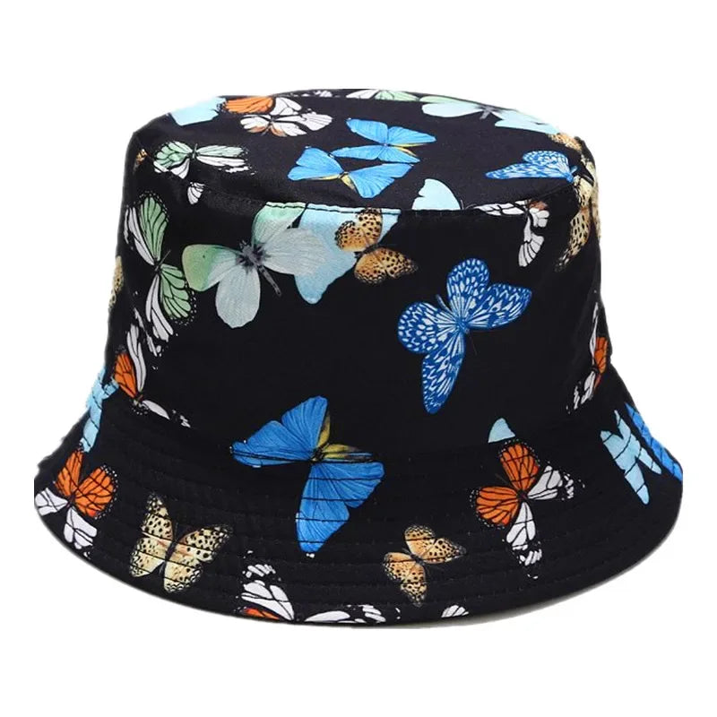 Cotton Butterfly Print Bucket Hat