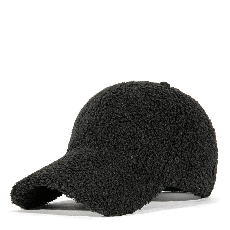 M Label Lamb Wool Baseball Cap